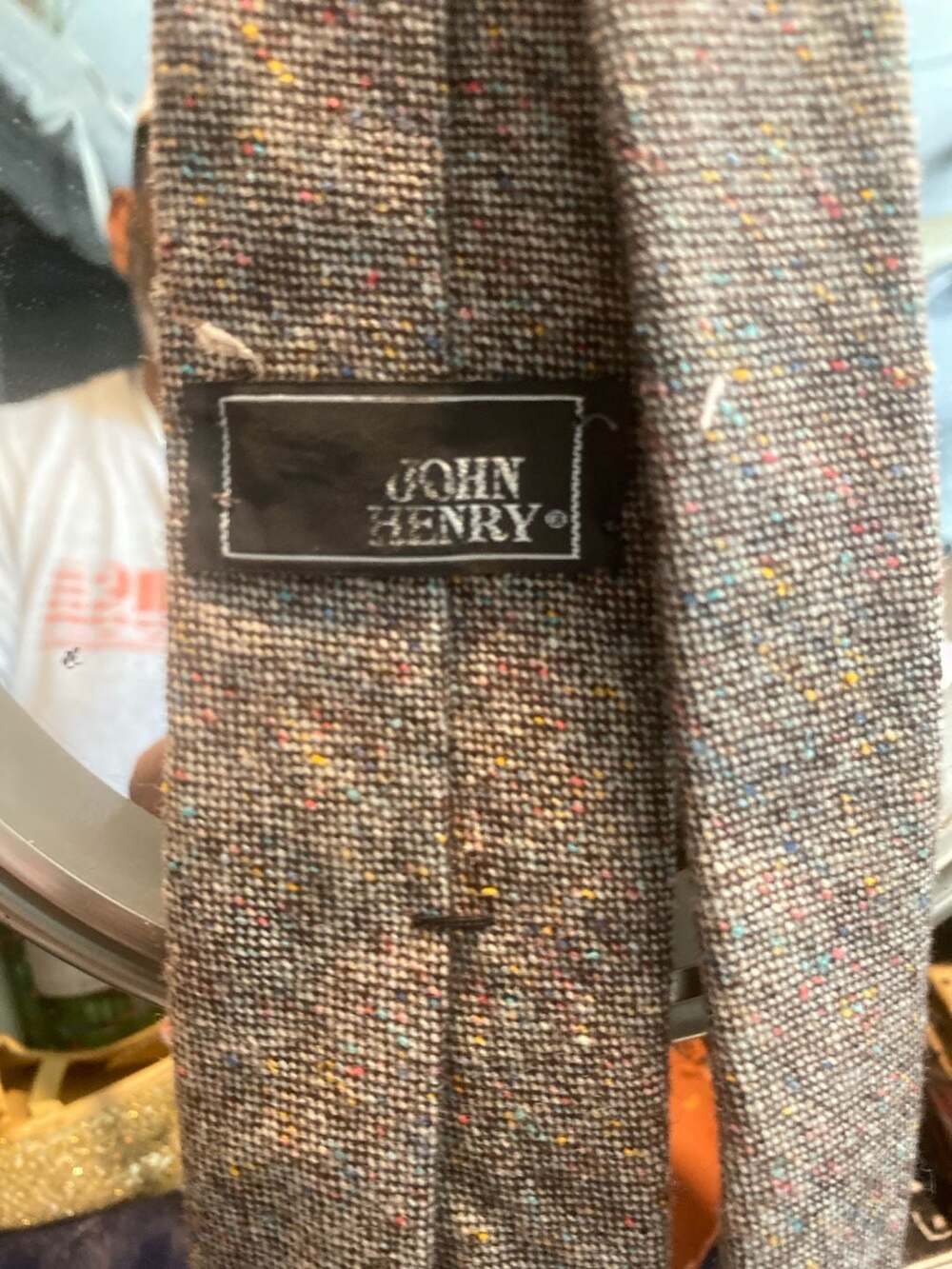 John Henry 100% Lambswool Grey Donegal Tweed Tie Woven in Scotland